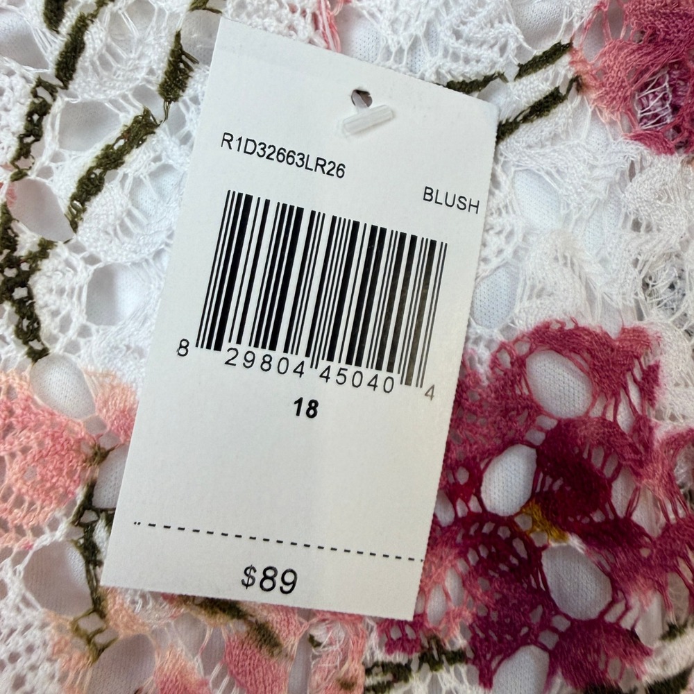 MSRP $89 Rabbit Rabbit Rabbit Design Womens 18 Blush Floral Dress Round Neck - Picture 4 of 8